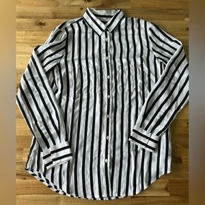Banana Republic black and white striped dress shirt